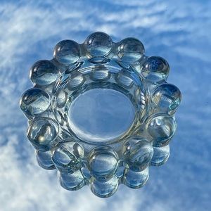 ( SOLD ) Vintage Anchor Hocking Boopie Ashtray, Blue Iridescent Boopie Dish